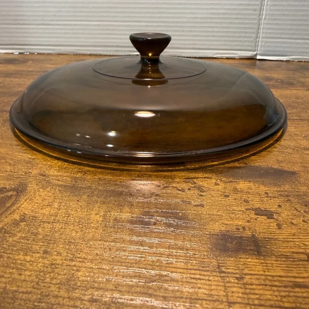 Vtg Pyrex Visions Amber Glass Lid 8.5